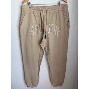 Rawgear Mens 2XL Tan Embroidered Logo Jogger Sweatpants 100% Cotton NWT